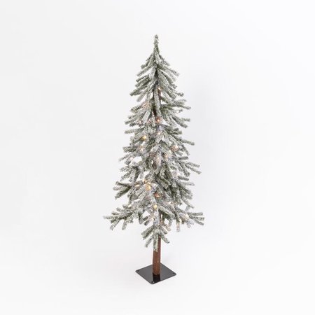 L & L Gerson 5 ft. Slim LED 150 ct Flocked Alpine Christmas Tree 2604780